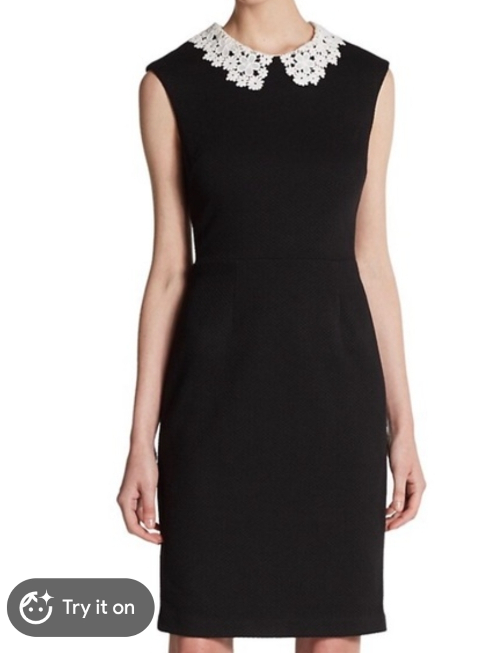Betsey Johnson Black Sleeveless Dress with White Lace Collar 6